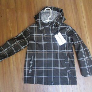 Miles the Label Grid Print on Black Hooded Raincoat 5Y NEW!